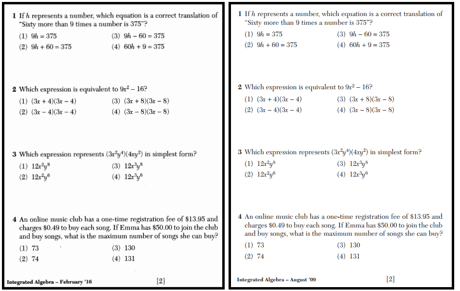 Regents Recap January 2016 Reused Exams Mr Honner